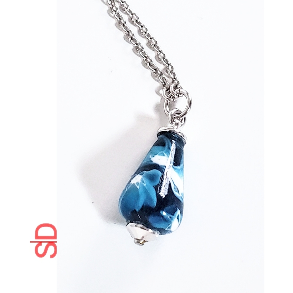 Blue Milliforie glass pendant (No chain)